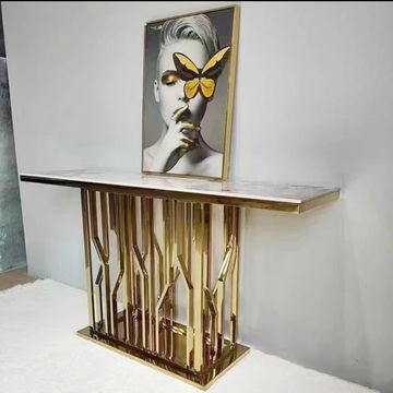 Prestige Home - Cobli Console Table Gold with White Marble