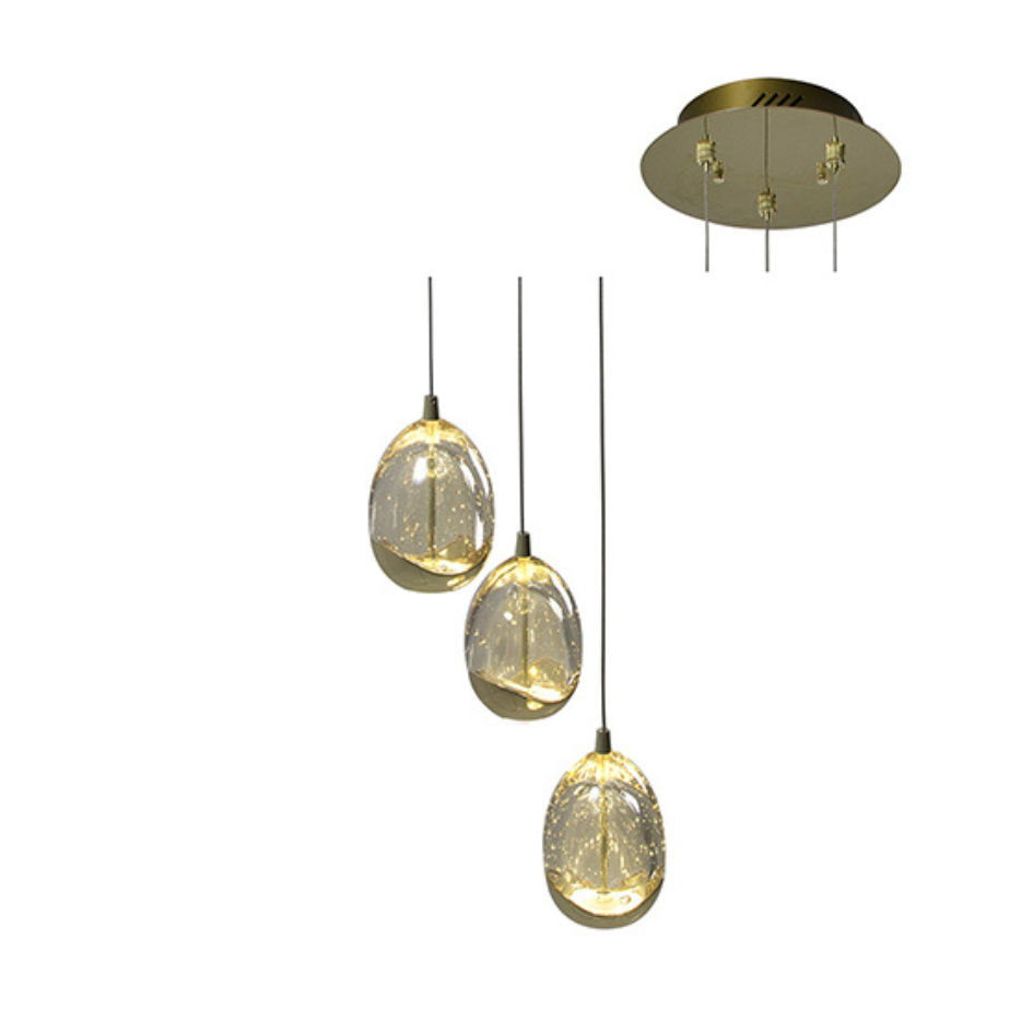 LED Dew Drop 3Lt Pendant Gold  Pendant Lamping Incl 3 x 4.8W Integrated LEDs Lifetime 25000hrs Lumens