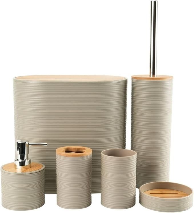Taupe Ribbed Bathroom Set
