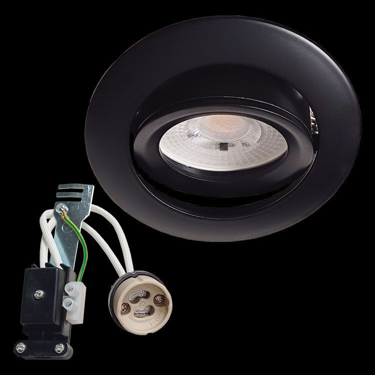 230v 10W GU10 Die-Cast Aluminium Bevelled Round Tilt Downlight