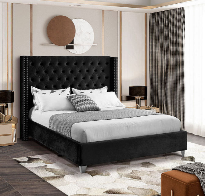 Kimberly Sleigh Bed Double -Black