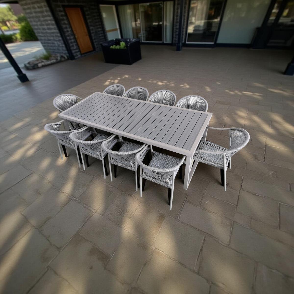 PURPLE LEAF 11 Pieces Outdoor Dining Set All-Weather PE Rattan Outdoor Patio Furniture Set with All Aluminum Frame Rectangular Table and Chairs Set for Lawn Garden Backyard Deck