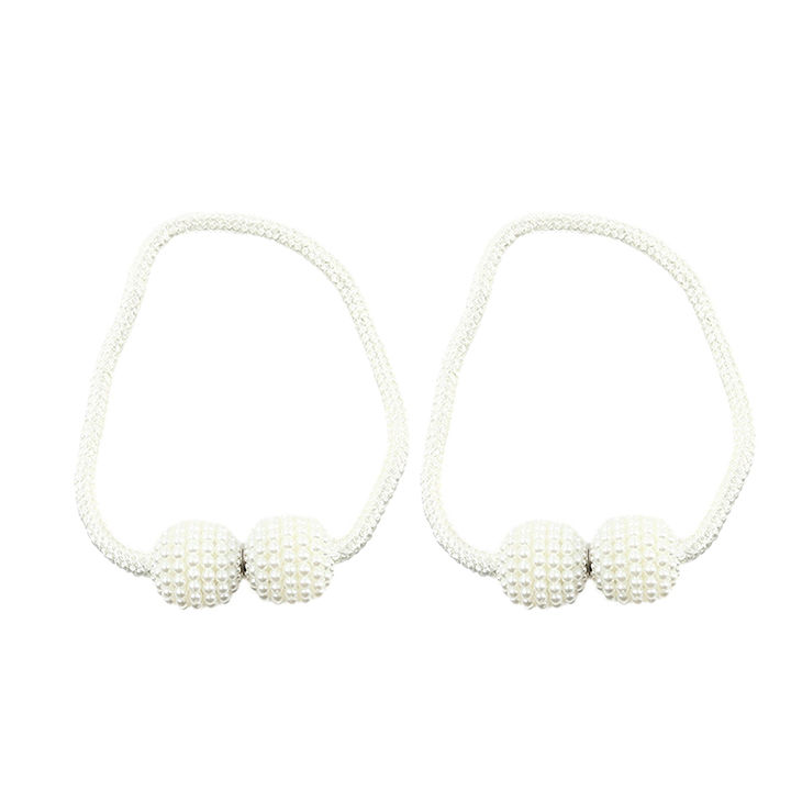 Matoc Designs Magnetic Curtain Rope Tieback with Pearl Design - Cream