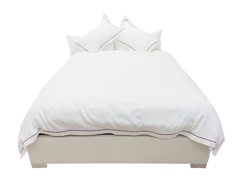 Rey's Fine Linen - Premium Collection - Oxford Racing Red Satin Stitch Duvet Cover Set - 06 Pc Pack - Queen
