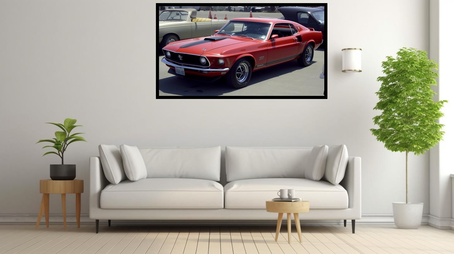 Canvas Wall Art - Ford Mustang 1960 Vintage Car - B1570 [120 x 80 cm]
