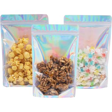 Resealable silver Holographic gift food travel bags - 18x26cm