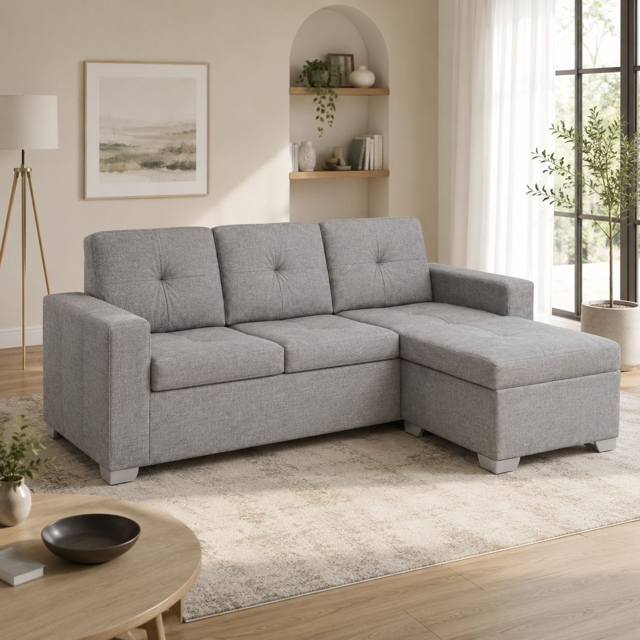 IG Furn - Compact L shaped Couch Grey
