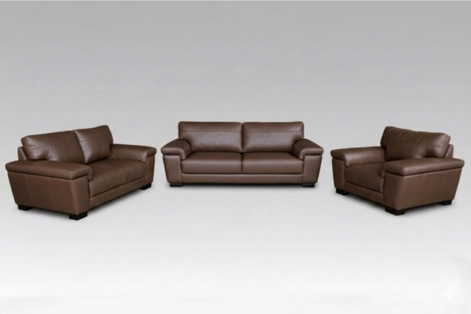 Life Genuine Leather Lounge Set 3-Piece (x1 1-Seater x2 2-Seater Sofas - Vintage Cigar)