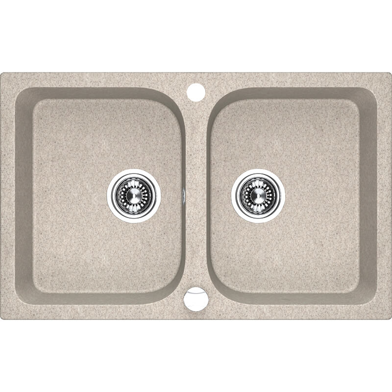 Laveo Celia Granite Sink 2 Bowl - Beach Sand
