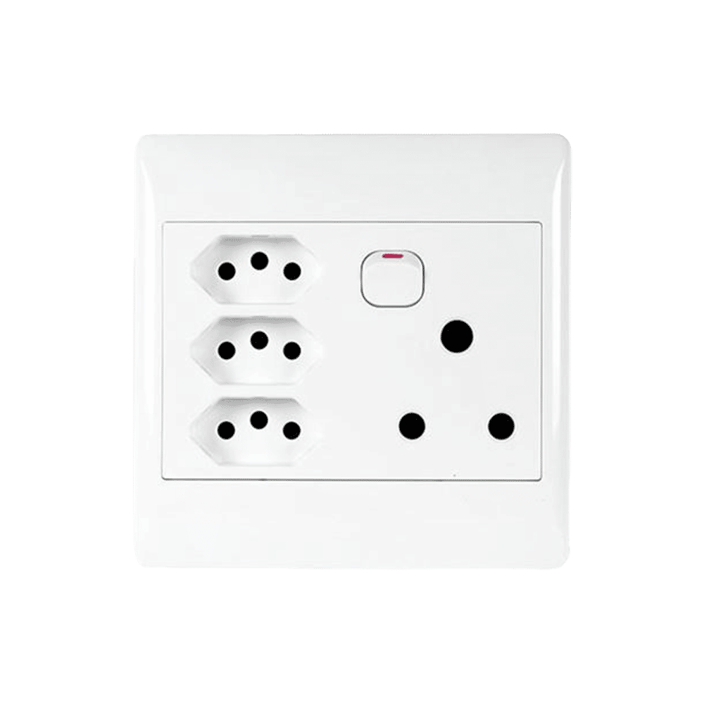 1x16A + 3X NEW SA SW. SOCKET 4x4 WITH WHITE COVER PLATE
