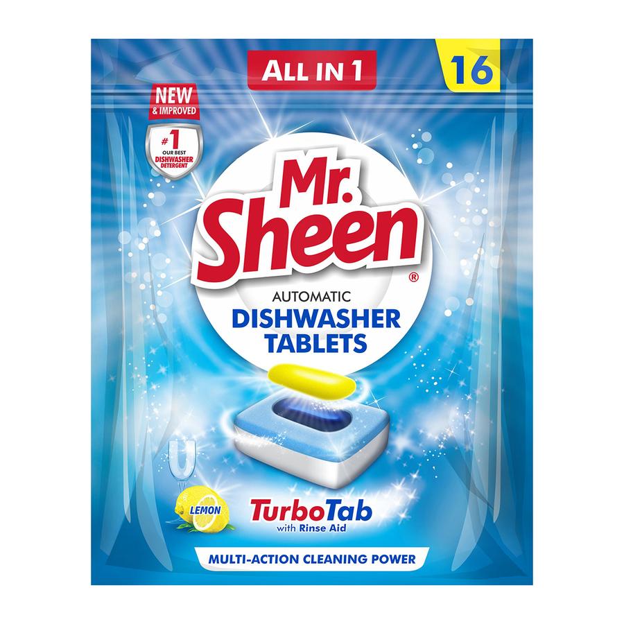 Mr Sheen Dishwasher Automatic Tablets Lemon 16Pc 4 Pack