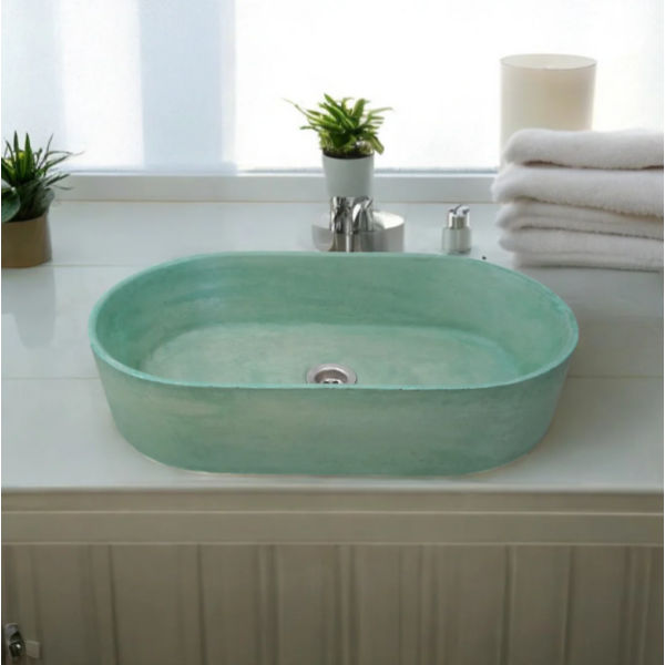 Gaia's Ark Bespoke Green Concrete Basin/Sink 53x30x11.5cm