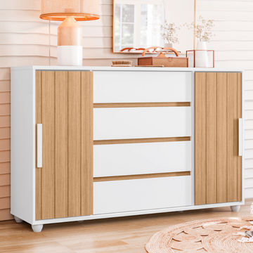 Evidenza 2-Door Sliding Chest of Drawers White/oak