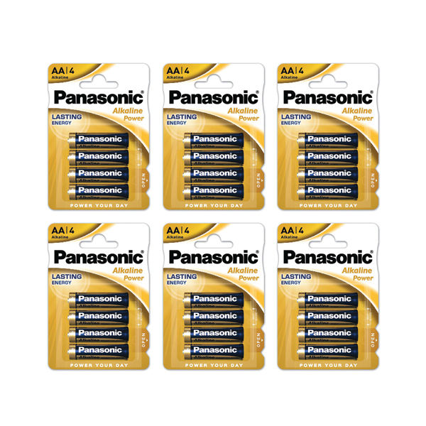 Panasonic AA Alkaline 4 Pack Batteries x 6 Packs (LR6APB/4BP/6)