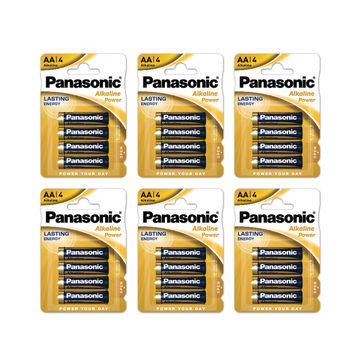 Panasonic AA Alkaline 4 Pack Batteries x 6 Packs (LR6APB/4BP/6)