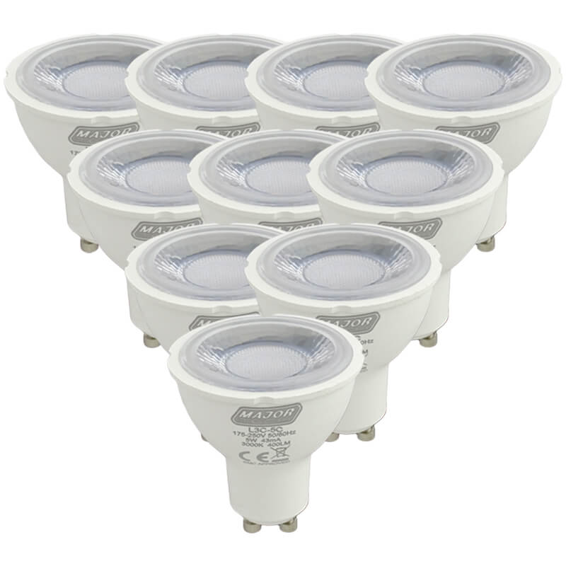 5W GU10 Pack of 10 Warm White Non Dimmable Lamps (L3C-5W) - Major Tech
