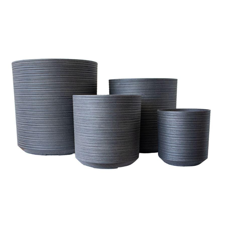 Pots ul/weight Ribbed Set4 Cyl Fluted EclipseGry