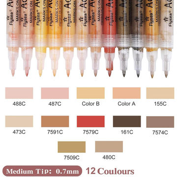 12 Skin Tone Acrylic Pen Markers Fine Tip Scrapbook Painting Artist Hobby