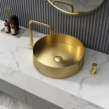 Avery Round Stainless Steel Wash Basin-Gold