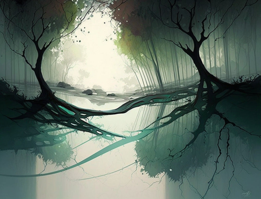 Canvas Wall Art - Canvas Wall art: Forest Abstract Painting  - B1255 - [120 x 80 cm]