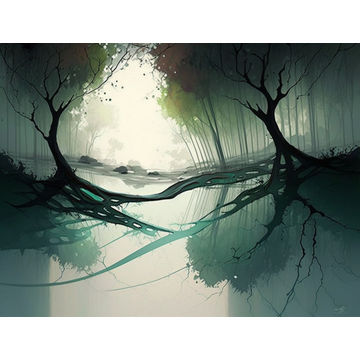 Canvas Wall Art - Canvas Wall art: Forest Abstract Painting  - B1255 - [120 x 80 cm]