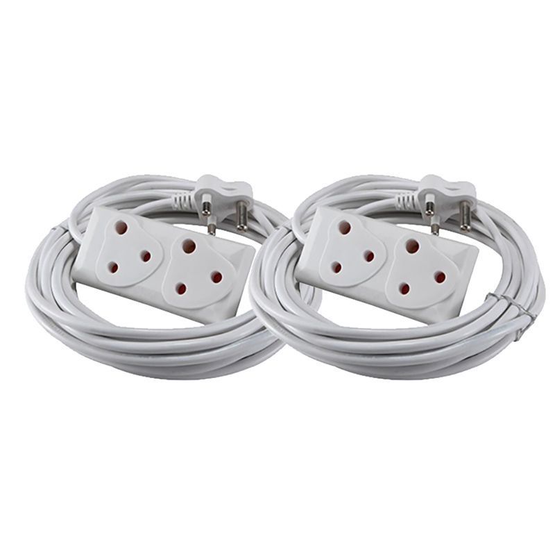 15m Extension Cord With A Two-Way Multi-Plug Extension Lead Bulk 2 Pack
