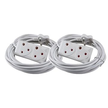 15m Extension Cord With A Two-Way Multi-Plug Extension Lead Bulk 2 Pack