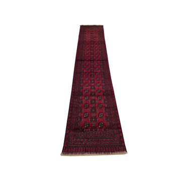 Stunning Red Afghan Handmade Runner 379 x 79 CM