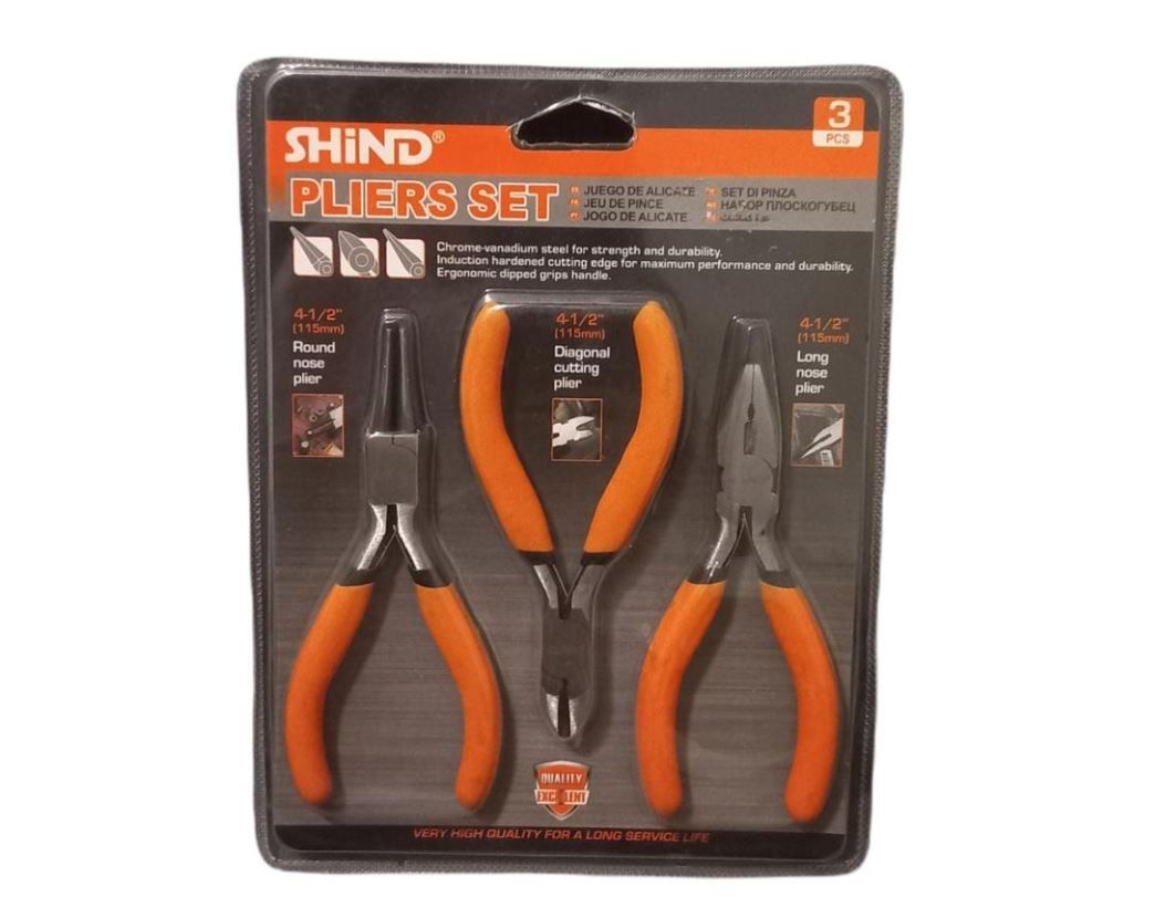 Multi Functional Round Diagonal & Long Nose Pliers Set 3 Piece