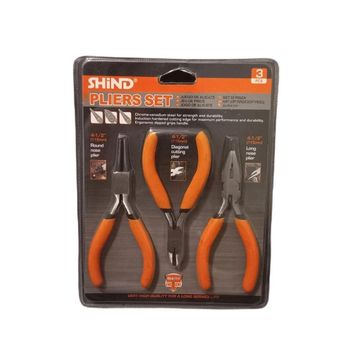 Multi Functional Round Diagonal & Long Nose Pliers Set 3 Piece