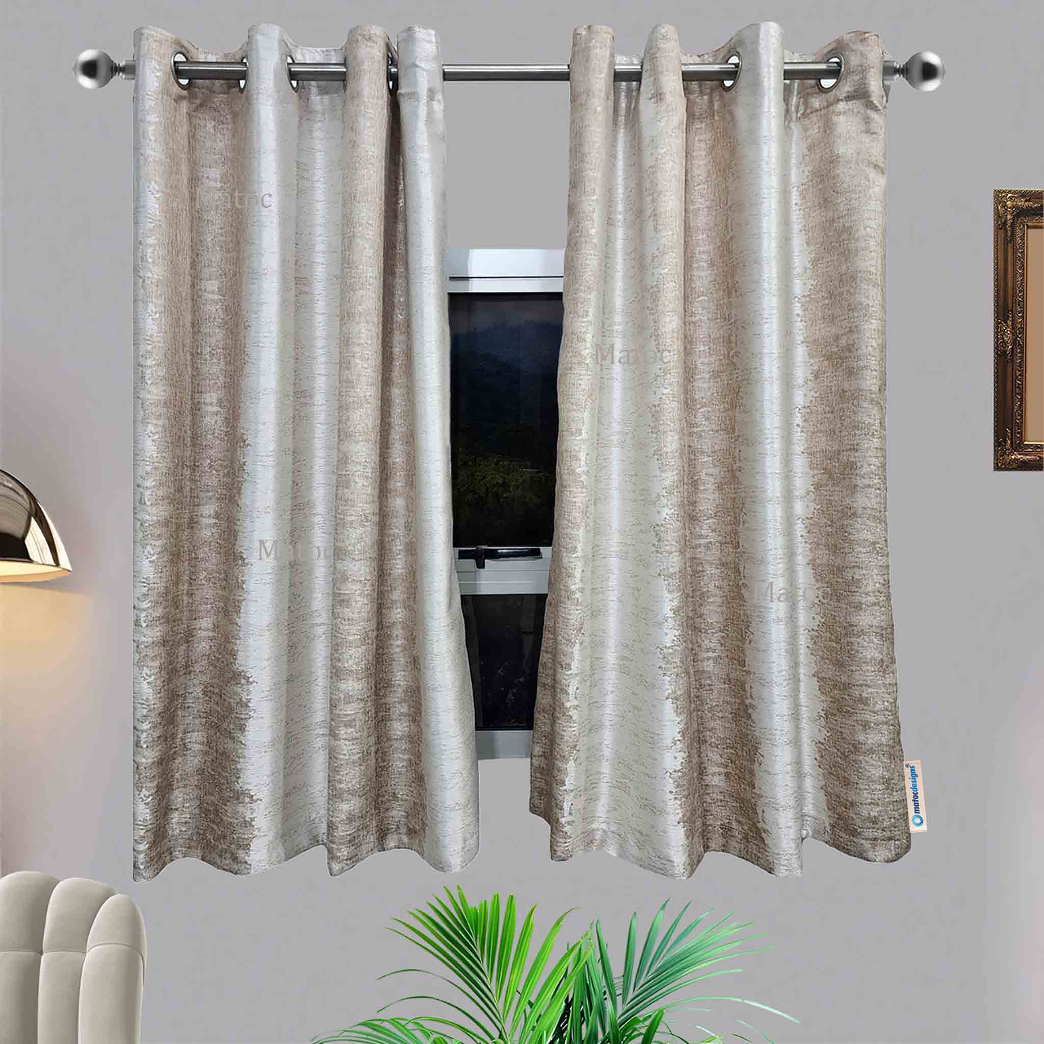 Matoc Designs Shorter Curtain - Abstract Striped Beige - Eyelet - 110cm W x 163cm H - Pack of 2