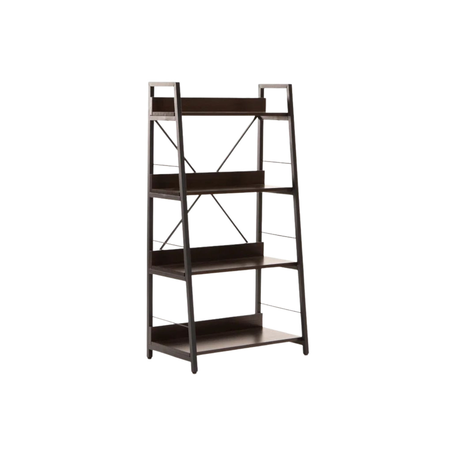 4-Tier Metal Shelf Unit with Wood Finish - Wenge