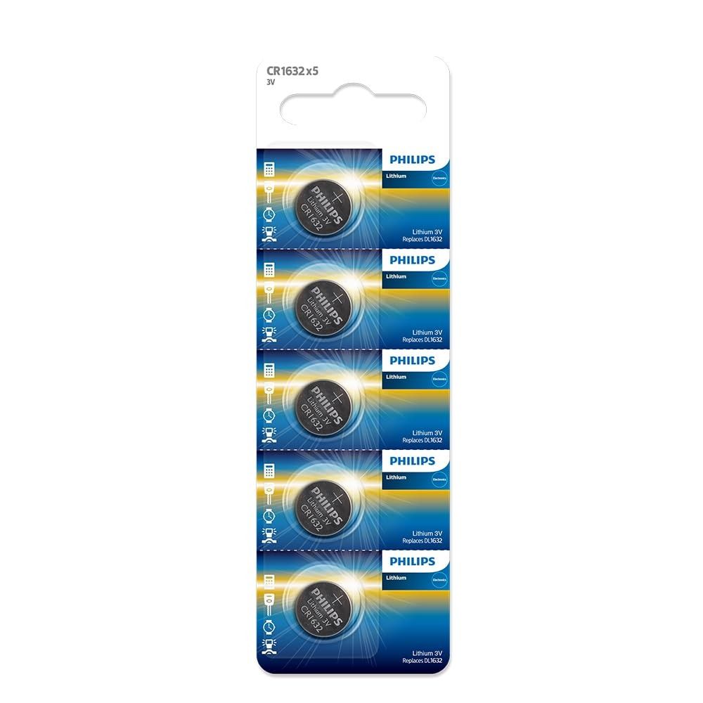 Philips CR2032 Lithium Coin Battery 3V 5 Blister