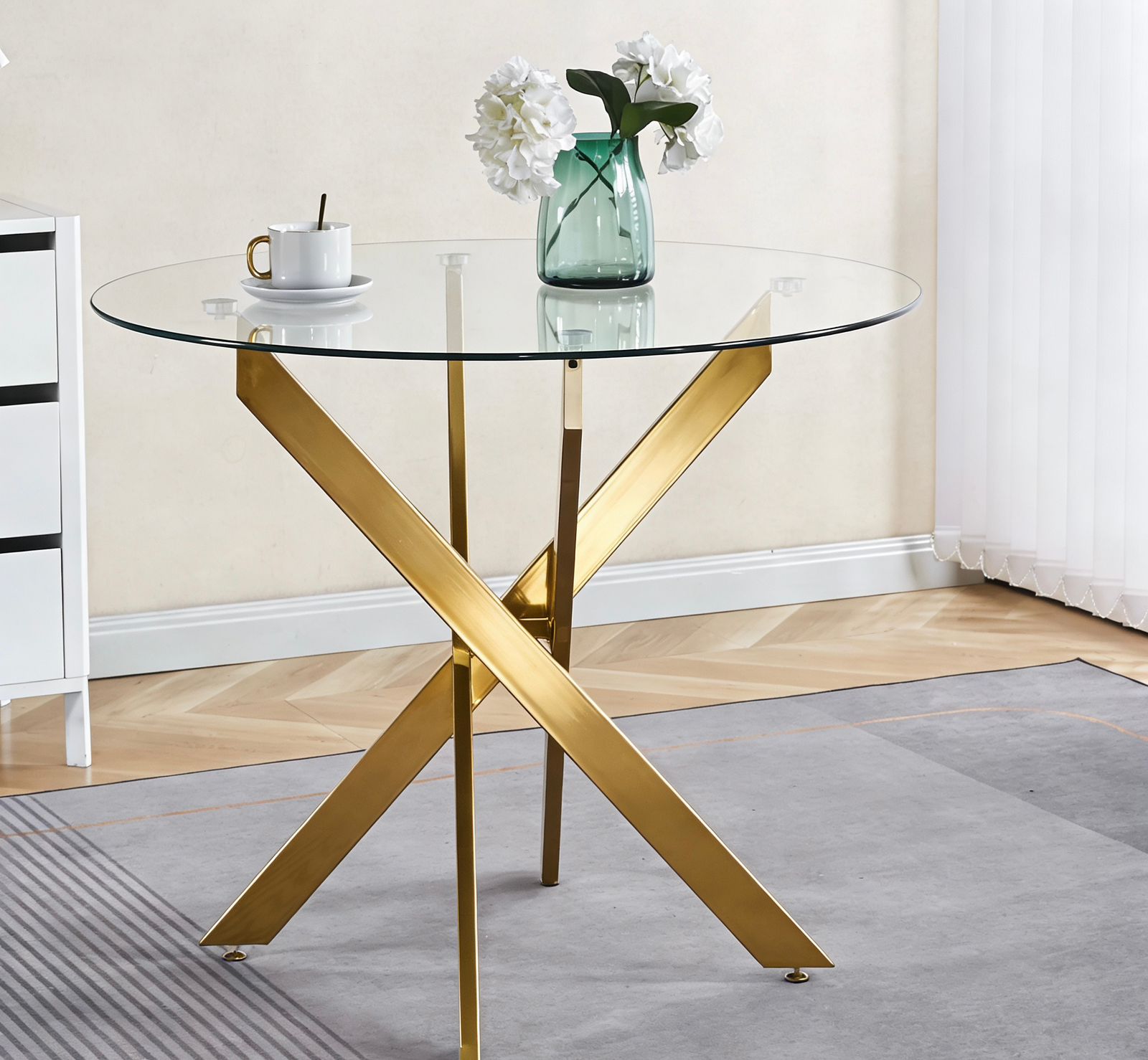 Gold Modern Glass & Chrome Accent Table