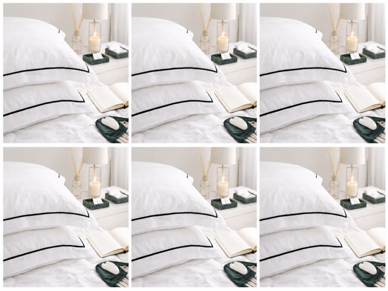 Premium Collection - Oxford Jet Black Satin Stitch Pillow Cover Set - King - (06 Sets)