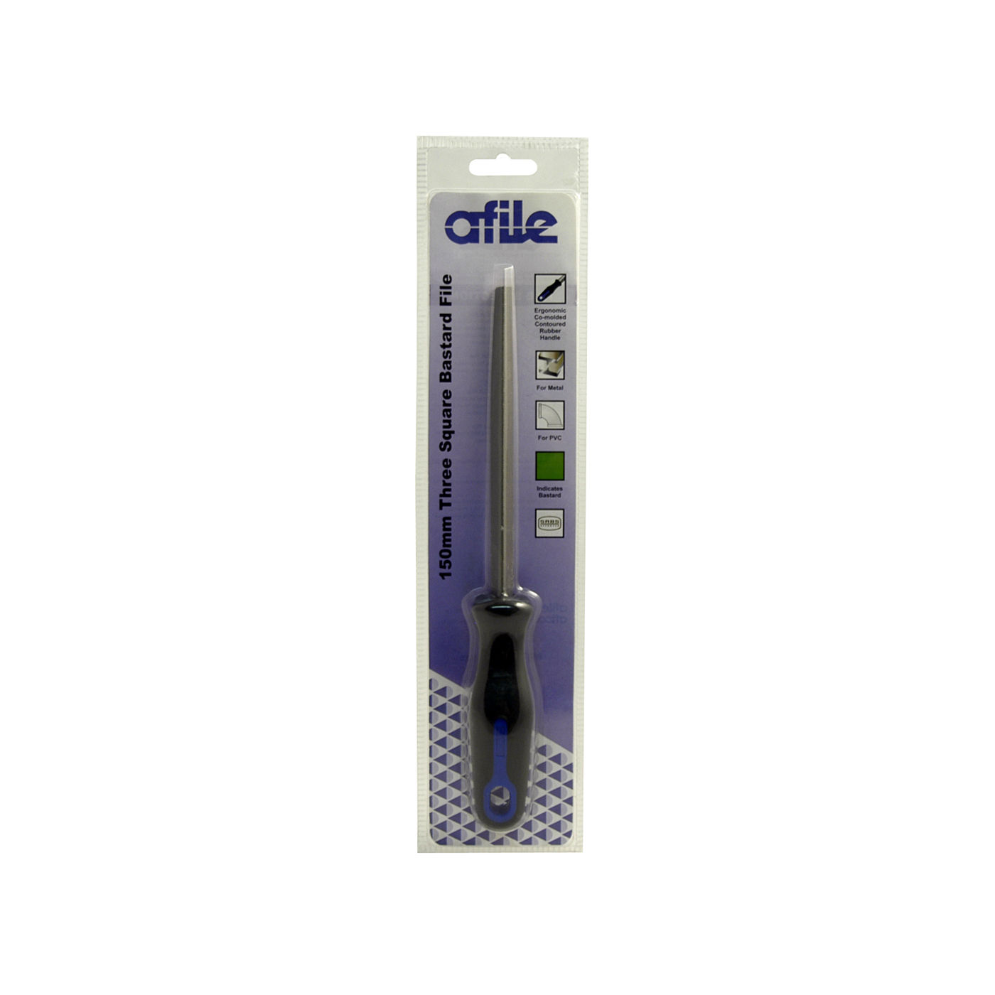 Afile - Three Square Bastard File - Handled - 200mm