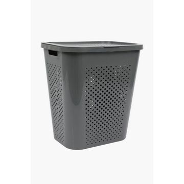 85L DOTTED LAUNDRY BASKET Sturdy Plastic Laundry Storage with Lid