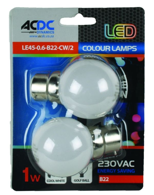 230VAC 1W Warm White B22 Lamp Ball Type /2