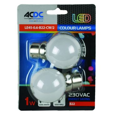230VAC 1W Warm White B22 Lamp Ball Type /2