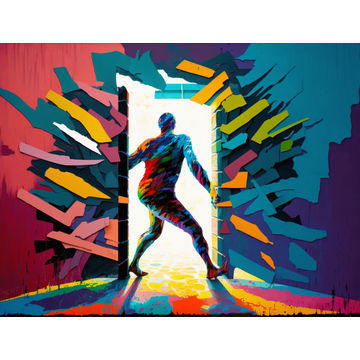 Canvas Wall Art - Breaking Barriers Acrylic Painting - B1360 - [120 x 80 cm]
