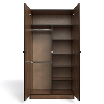 Price Cut - 2 Door Combo Wardrobe - Brown Walnut