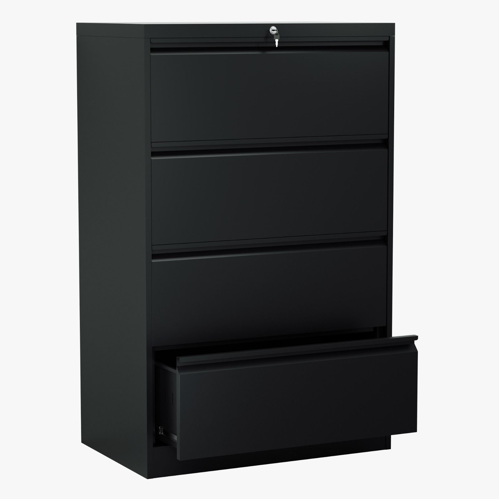 Steel Lateral Vertical 4 Drawer Filing Swanneck With Lock