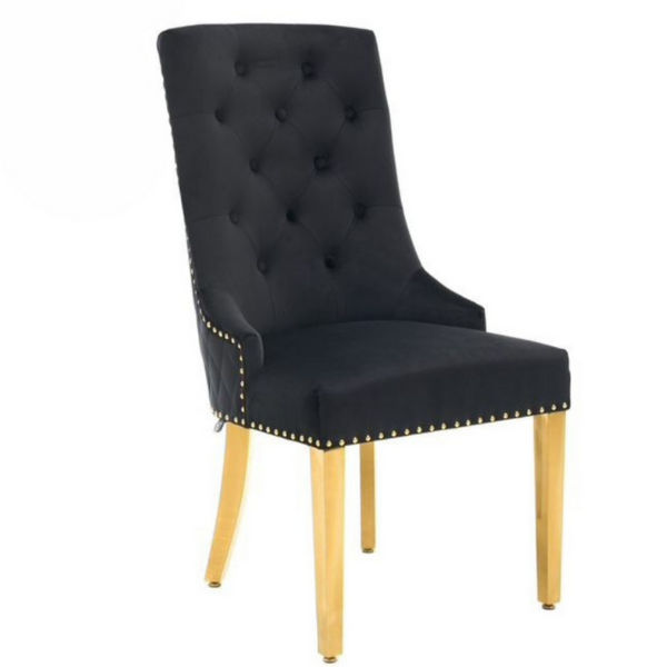 Paula Low Back Dining Chairs Black/Gold