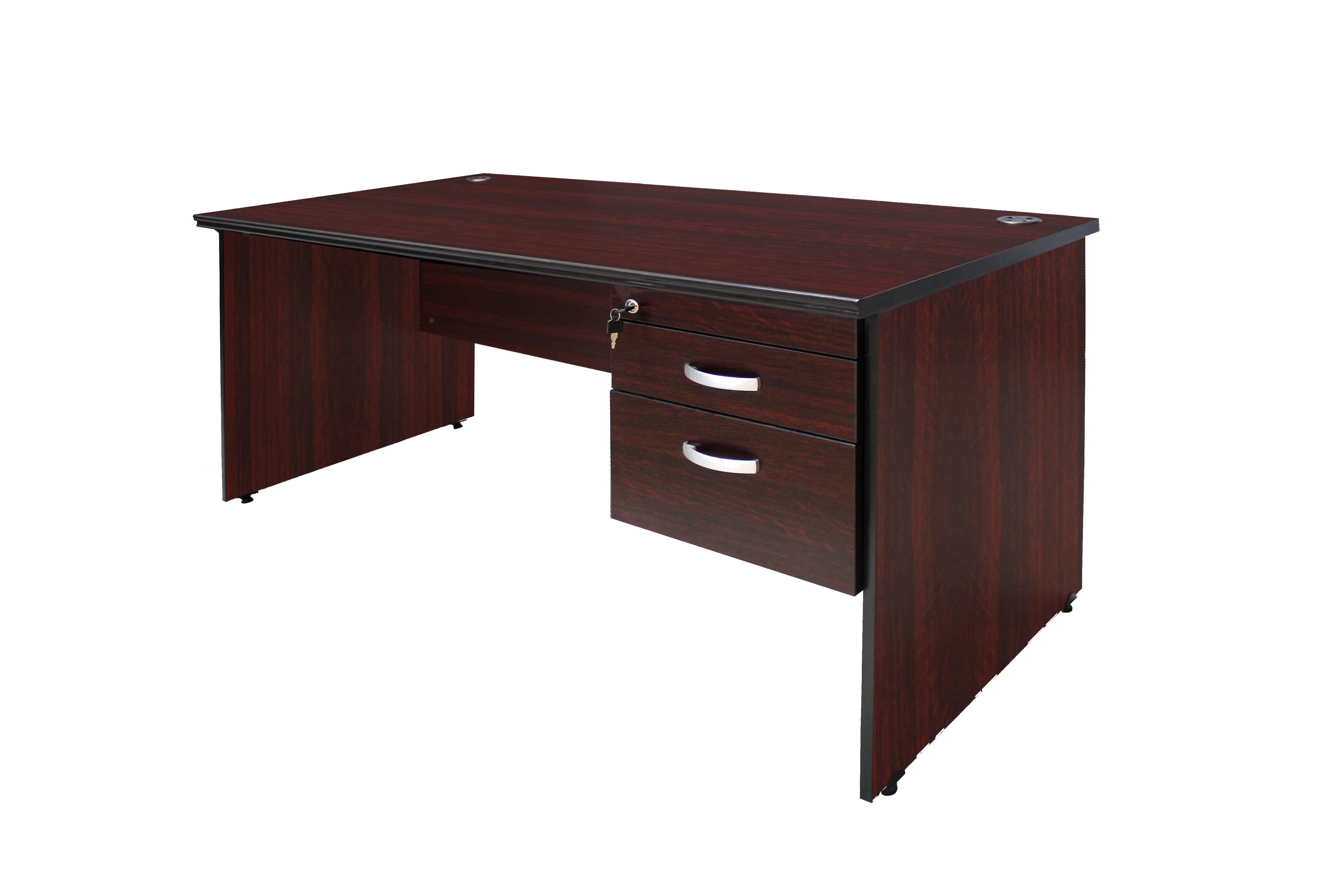MaqelepoFurn - Mahogany Finish 2 Drawer Pedestal Office Desk