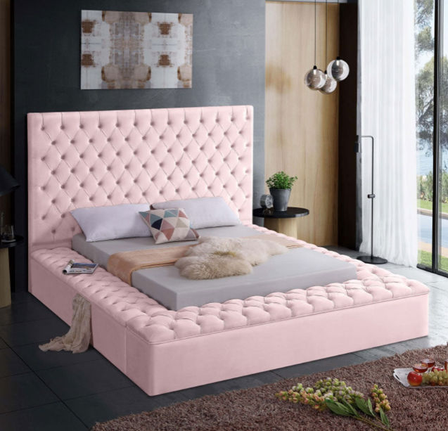 Gretta Storage Sleigh Bed King -Pink