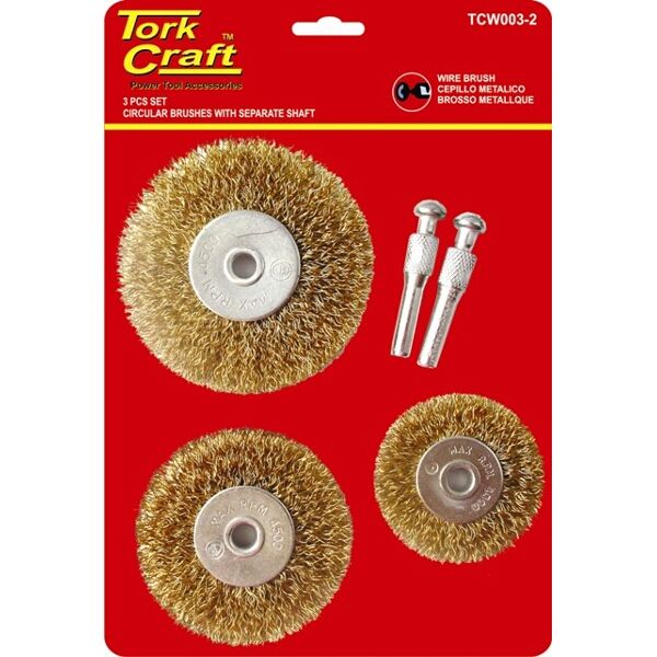 Wire Brush Set 3Pce With Separate Shaft