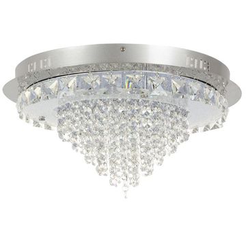 Star 24W Chrome LED Ceiling Light with Crystal and Glass