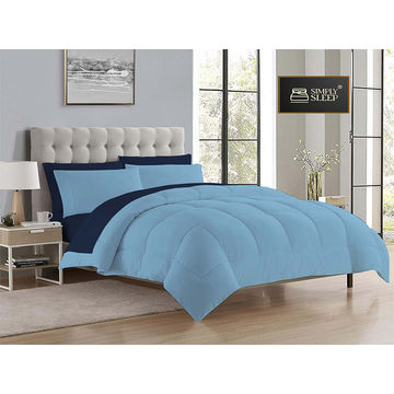 Simply Sleep - Reversible Comforter Set - 90 GSM Micro Fibre - Double - Pageant Blue- Sky Blue (1pc)