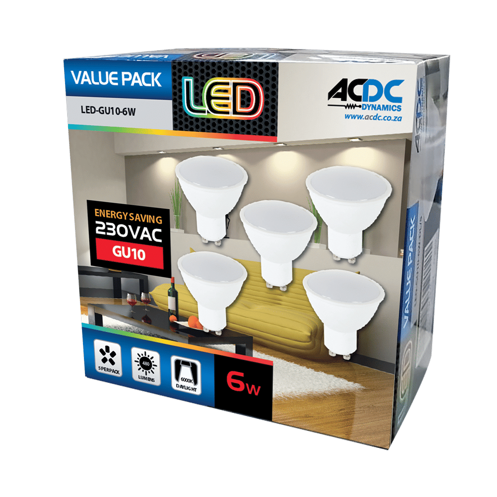 230VAC 6W GU10 Warm White Down Light /5 Pack