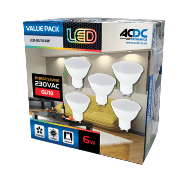 230VAC 6W GU10 Warm White Down Light /5 Pack